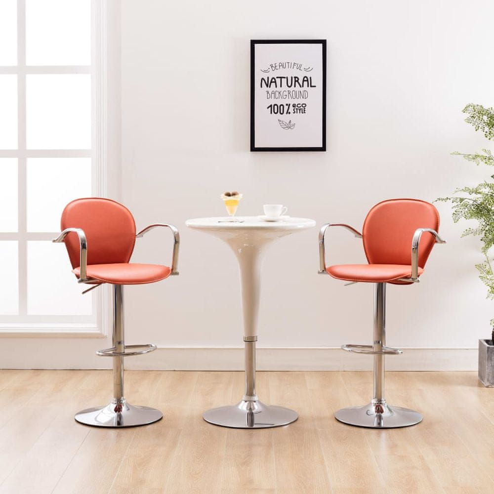Vidaxl Barové stoličky s opierkami 2 ks, oranžové, umelá koža